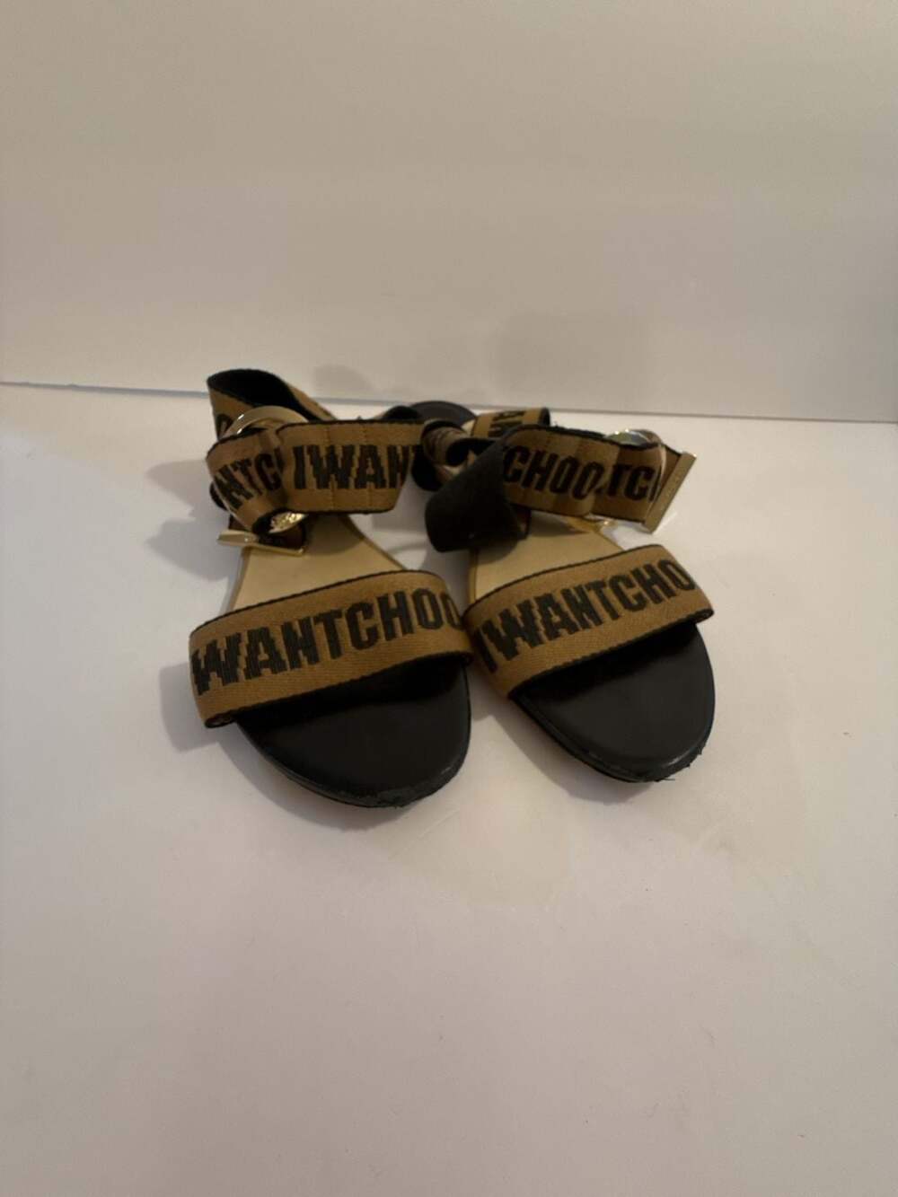 Jimmy Choo I Want Choo Sandals Size 38.5 Black Canvas